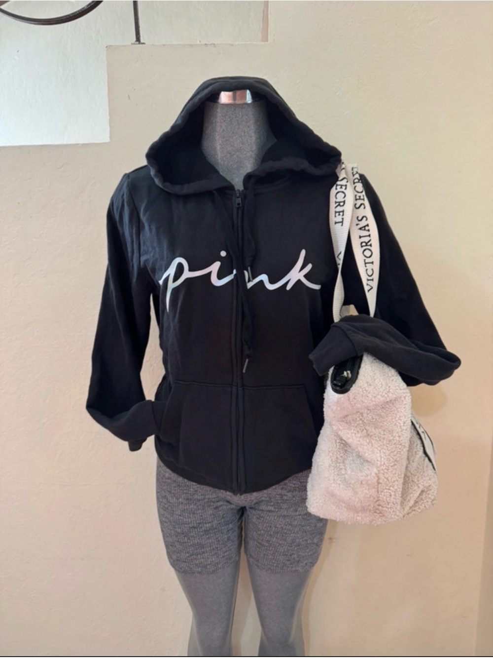 Victoria’s Secret PINK Women’s Black Full Zip Hoodie Jacket Size S